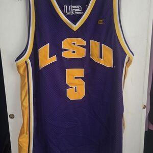 Colosseum The Original 2015 Purple & Gold LSU Basketball Jersey #5 MINT